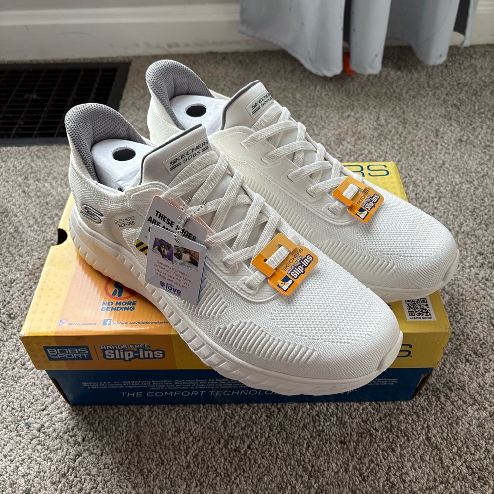 SLIP INS Skechers BOBS White Athletic Shoes - Picture 4 of 8